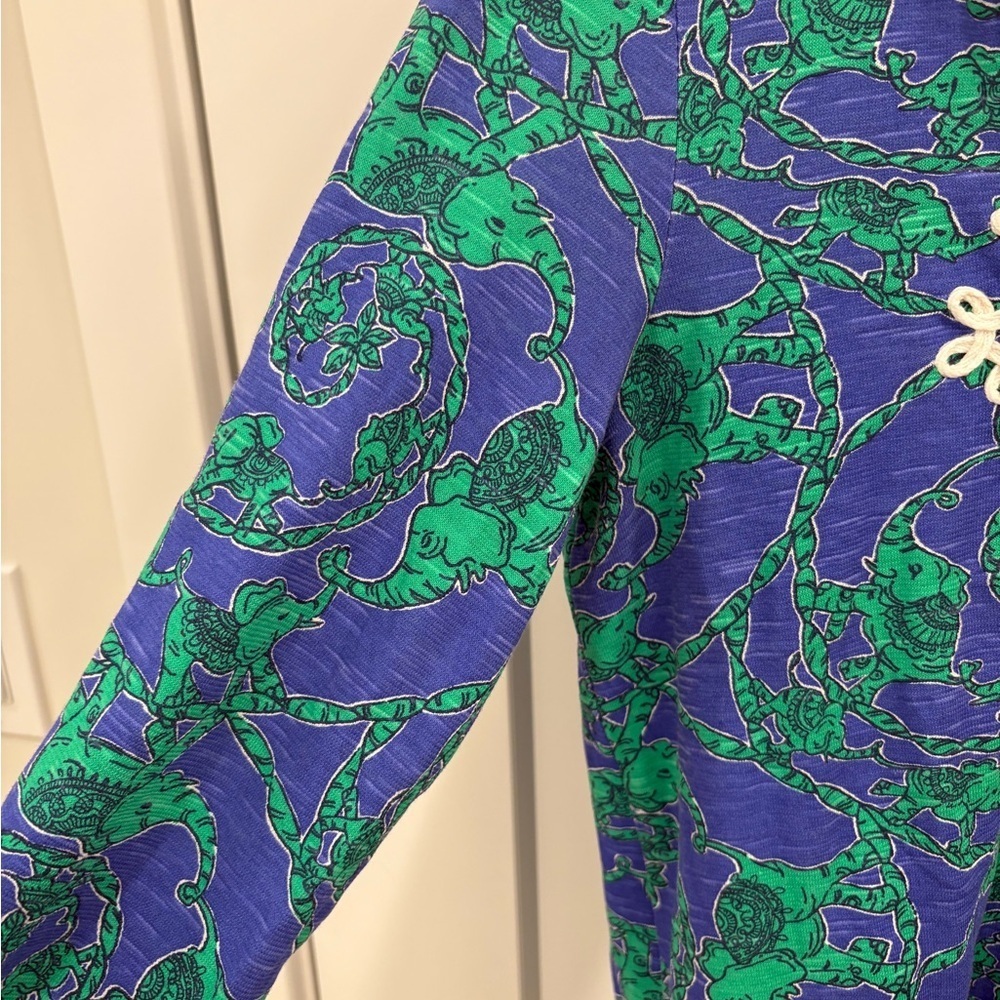 Lilly Pulitzer Noelle Hooded Coverup Tunic in Loopy Elephants Size Large - Picture 6 of 14